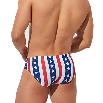 Men Swimwear- Men's Patriotic Swimwear for Poolside and Beach Fun- - Chuzko Women Clothing