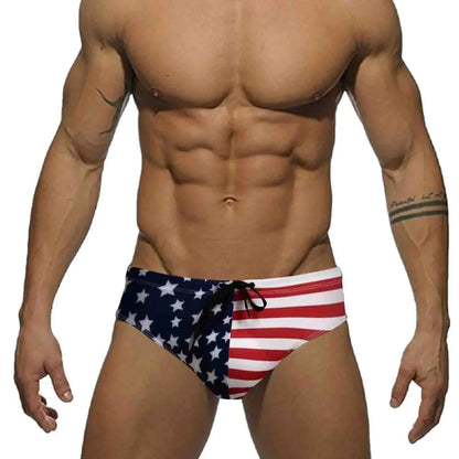 Men Swimwear- Men's Patriotic Swimwear for Poolside and Beach Fun- - Chuzko Women Clothing