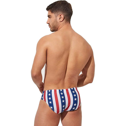 Men Swimwear- Men's Patriotic Swimwear for Poolside and Beach Fun- - Chuzko Women Clothing