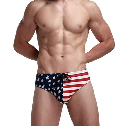 Men Swimwear- Men's Patriotic Swimwear for Poolside and Beach Fun- - Chuzko Women Clothing