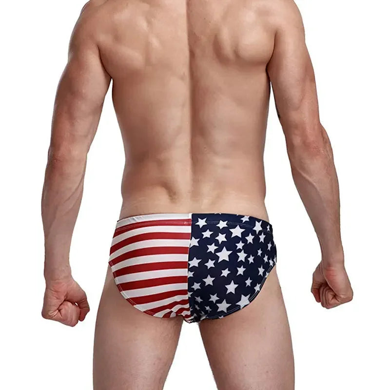 Men Swimwear- Men's Patriotic Swimwear for Poolside and Beach Fun- - Chuzko Women Clothing