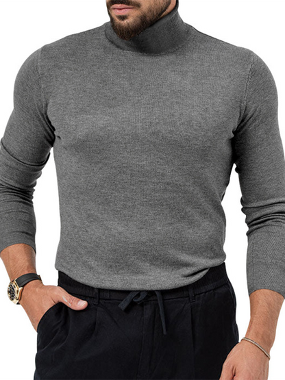 Men T-Shirts- Turtleneck Every Sharp Man T-Shirt- Charcoal grey- Pekosa Women Fashion