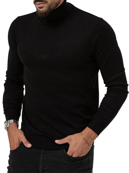 Men T-Shirts- Turtleneck Every Sharp Man T-Shirt- Black- Pekosa Women Fashion