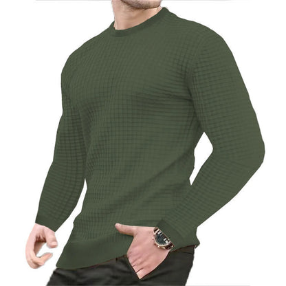 Men T-shirts - Men's Casual Waffle-Knit Long Sleeve Tee