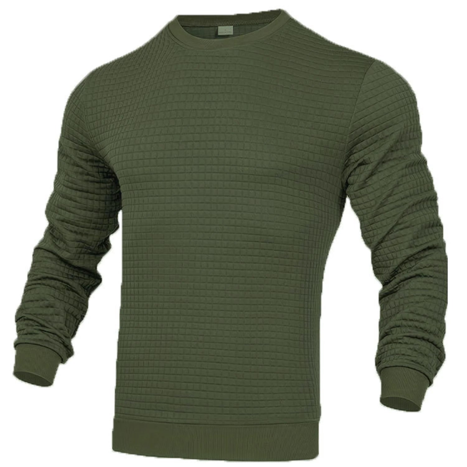 Men T-shirts - Men's Casual Waffle-Knit Long Sleeve Tee