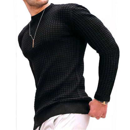 Men T-shirts - Men's Casual Waffle-Knit Long Sleeve Tee