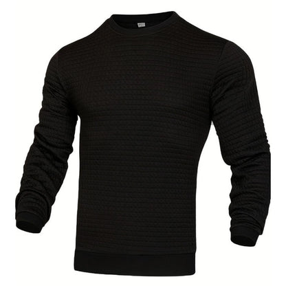 Men T-shirts - Men's Casual Waffle-Knit Long Sleeve Tee