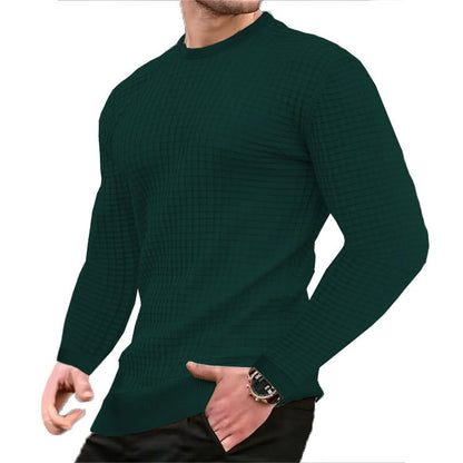 Men T-shirts - Men's Casual Waffle-Knit Long Sleeve Tee