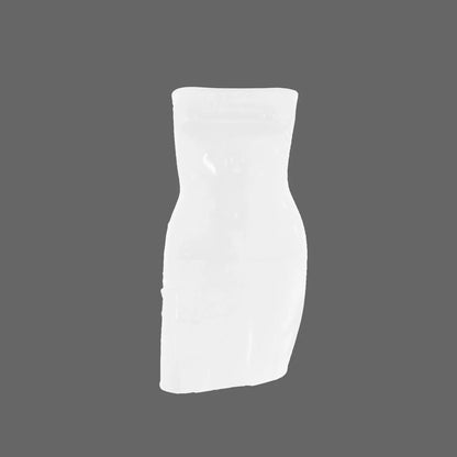 Mesh Dresses- Women See-Through Strapless Dress for Parties- White- Pekosa Women Fashion