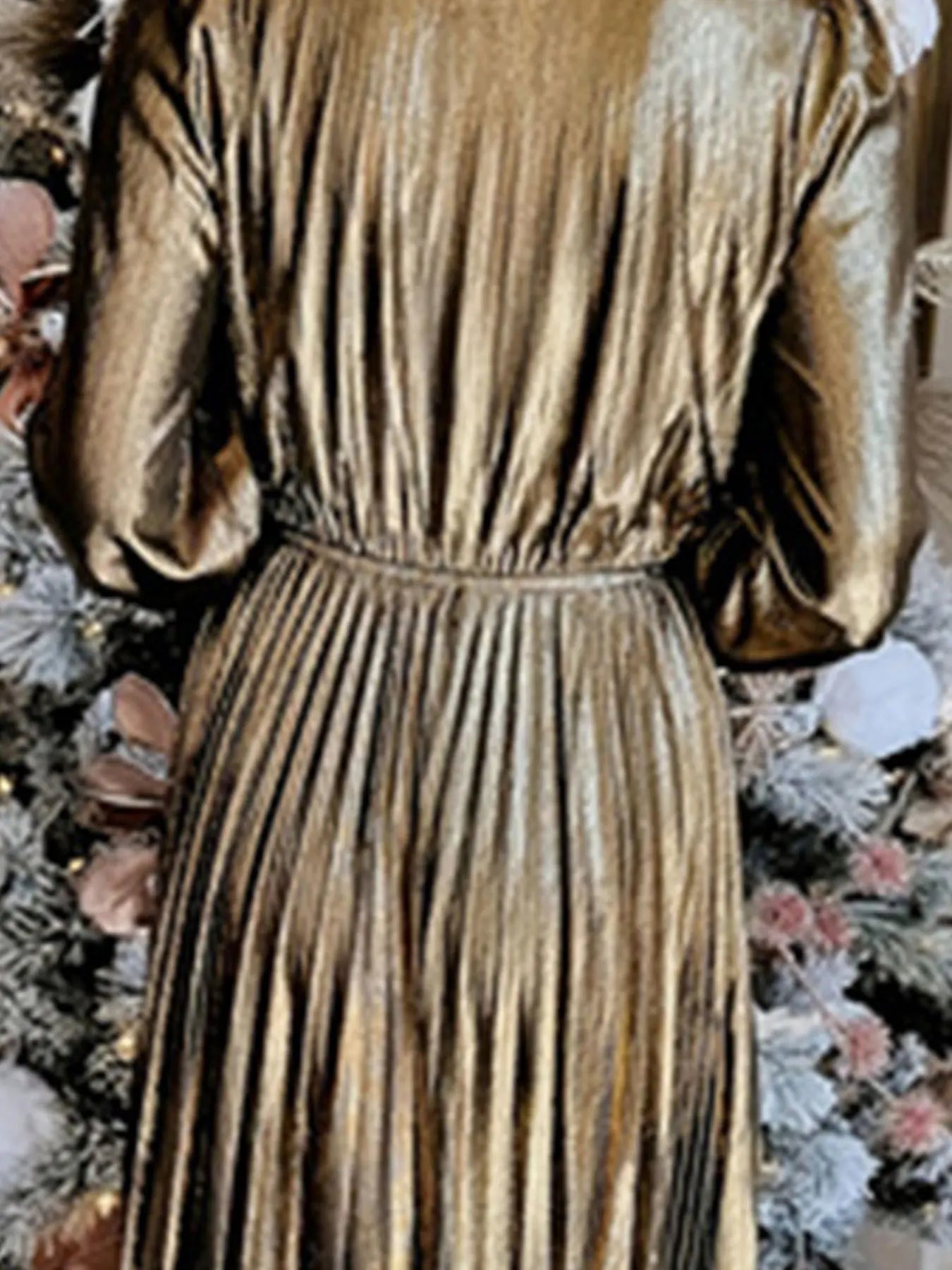 Metallic Dresses - Holiday Pleated Glow Plus Size Metallic Dress