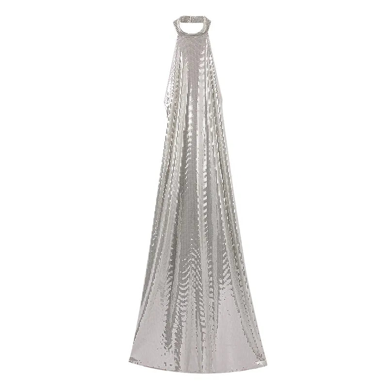 Metallic Maxi Dresses - Formal Chocker Maxi Dress for Black-Tie Events 🎩