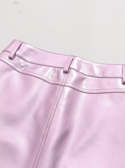 Metallic SKirt - Metallic Pink Mini Skirt for Nightlife and Parties