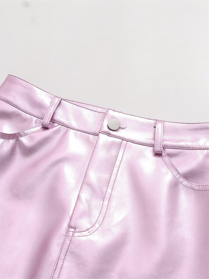 Metallic SKirt - Metallic Pink Mini Skirt for Nightlife and Parties