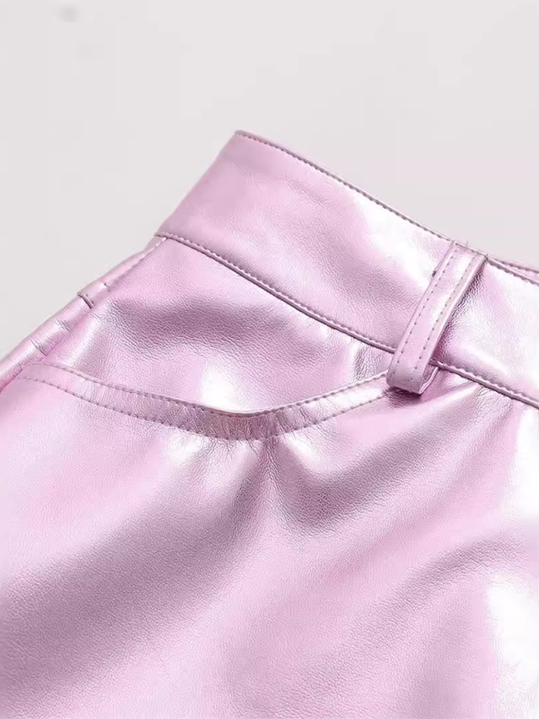 Metallic SKirt - Metallic Pink Mini Skirt for Nightlife and Parties