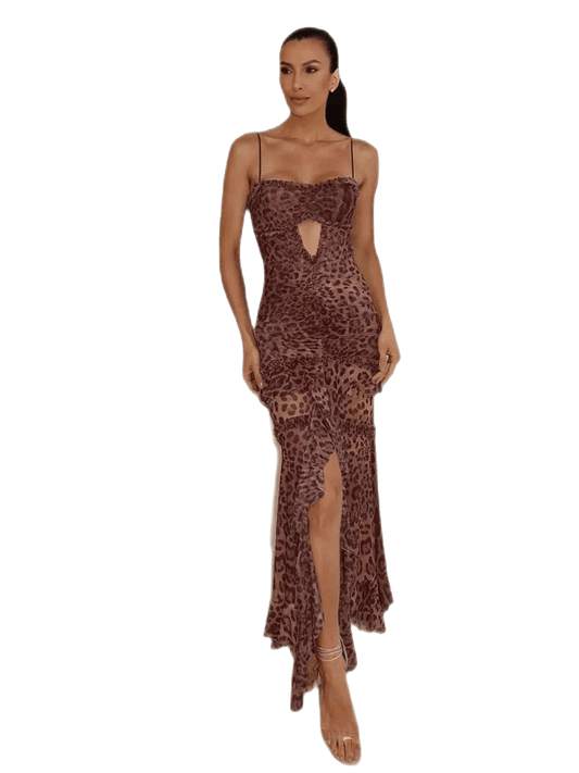 Midi Dresses - Cocktail Essential Leopard High-Low Maxi Dress