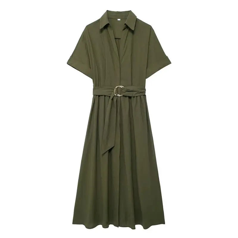 Midi Dresses - Effortlessly Chic Belted Midi Dress – Weekend & Office Staple