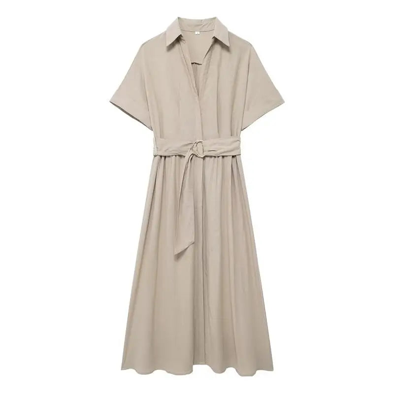 Midi Dresses - Effortlessly Chic Belted Midi Dress – Weekend & Office Staple