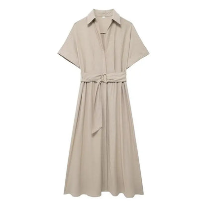 Midi Dresses - Effortlessly Chic Belted Midi Dress – Weekend & Office Staple