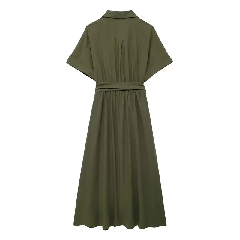 Midi Dresses - Effortlessly Chic Belted Midi Dress – Weekend & Office Staple