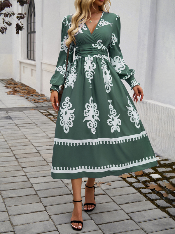 - Flawlessly Floral Elegant Midi Dress for All Seasons- - Pekosa Women Fashion