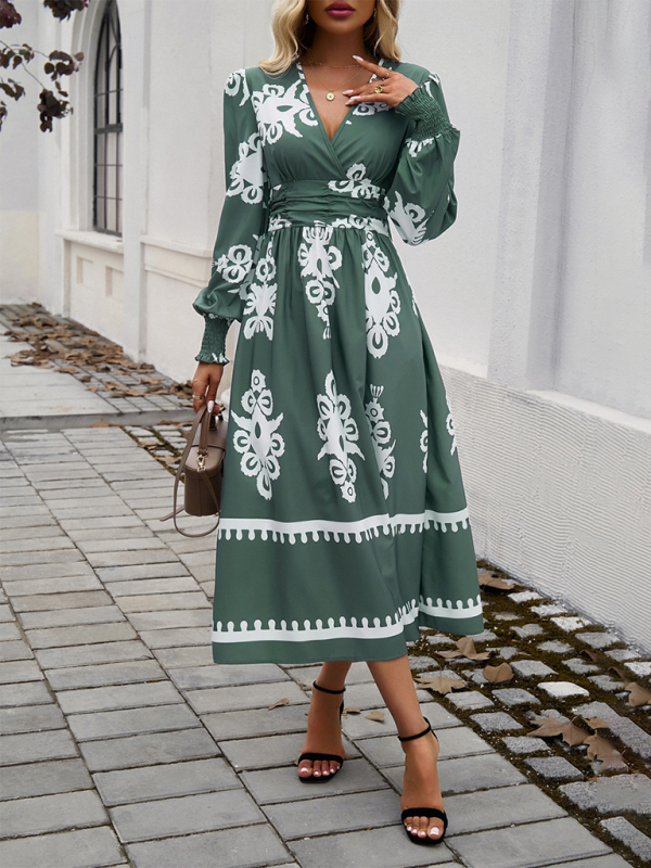 - Flawlessly Floral Elegant Midi Dress for All Seasons- - Pekosa Women Fashion