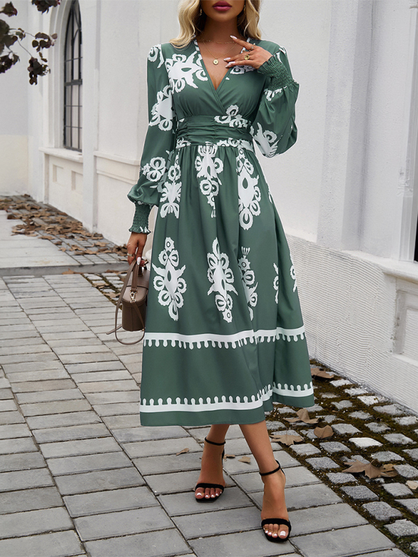 - Flawlessly Floral Elegant Midi Dress for All Seasons- - Pekosa Women Fashion