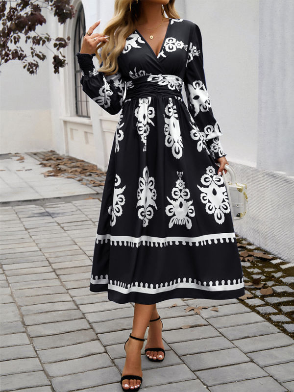 - Flawlessly Floral Elegant Midi Dress for All Seasons- - Pekosa Women Fashion