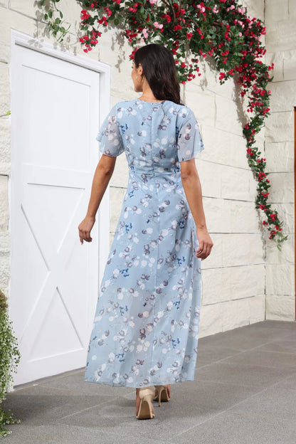 Midi Dresses- Floral Midi Dress for Spring Weddings & Garden Parties!- - Chuzko Women Clothing