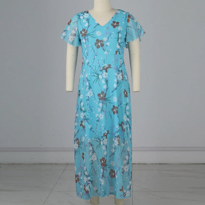 Midi Dresses- Floral Midi Dress for Spring Weddings & Garden Parties!- - Chuzko Women Clothing