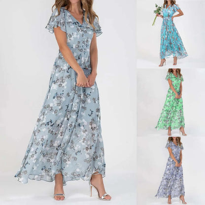 Midi Dresses- Floral Midi Dress for Spring Weddings & Garden Parties!- - Chuzko Women Clothing