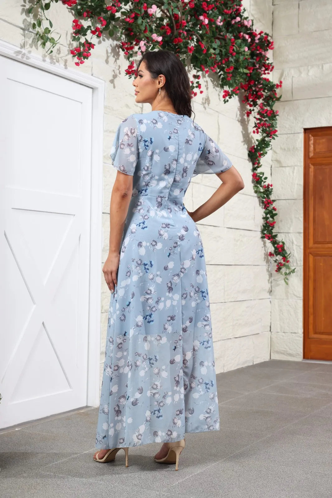 Midi Dresses- Floral Midi Dress for Spring Weddings & Garden Parties!- - Chuzko Women Clothing