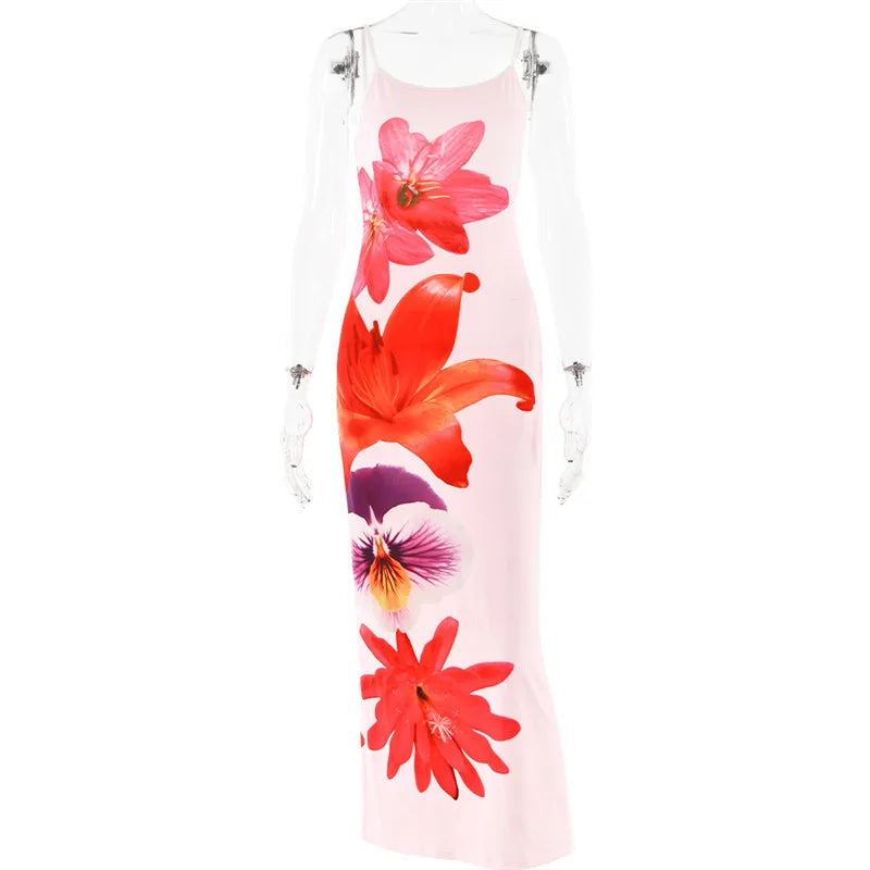 Midi Dresses- Floral Print Midi Dress for Garden Parties- - Pekosa Women Fashion