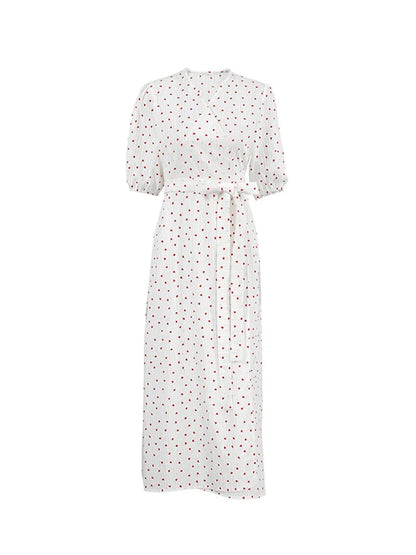 Romantic Wrap Heart Motif Midi Dress for Casual Outings: