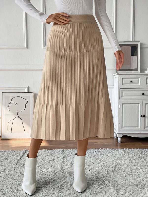 Midi Skirts - Camel Pleated Midi Skirt for Work & Events