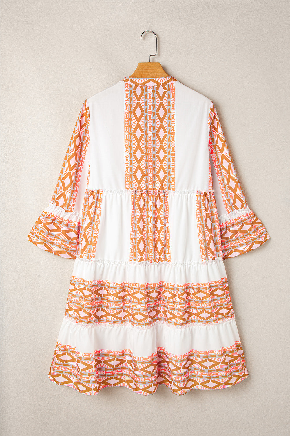 Mini Dresses - Boho Tiered Geometric Print Ruffle Dress