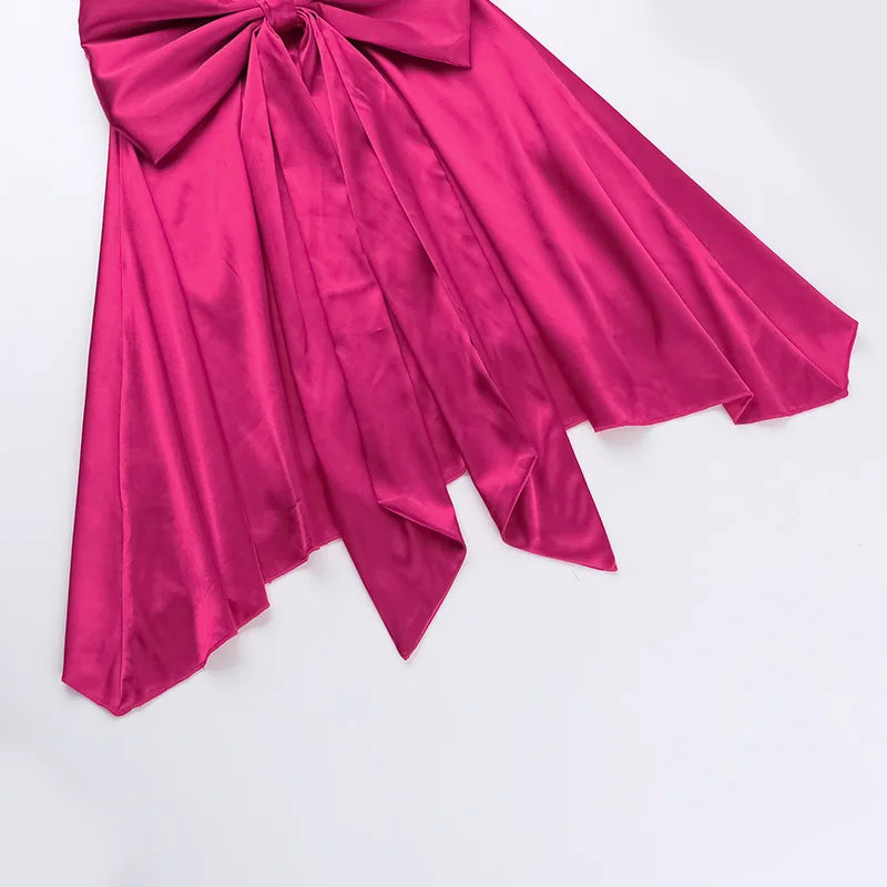 Mini Dresses- Silk Dress with Bow Back for Wedding Receptions- - Pekosa Women Fashion