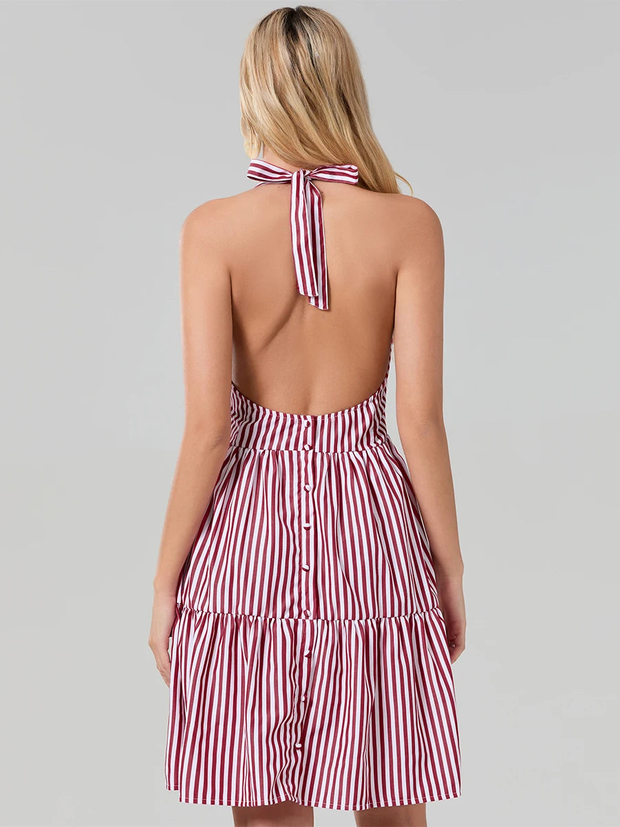 Mini Dresses- Breeze Through in Style with Our Backless Halter Mini Dress