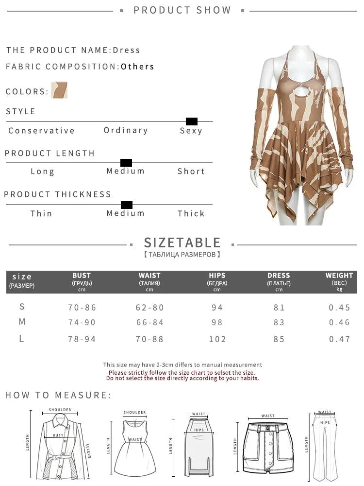 Mini Dresses- Camouflage-Inspired Abstract Halter Dress- - Chuzko Women Clothing