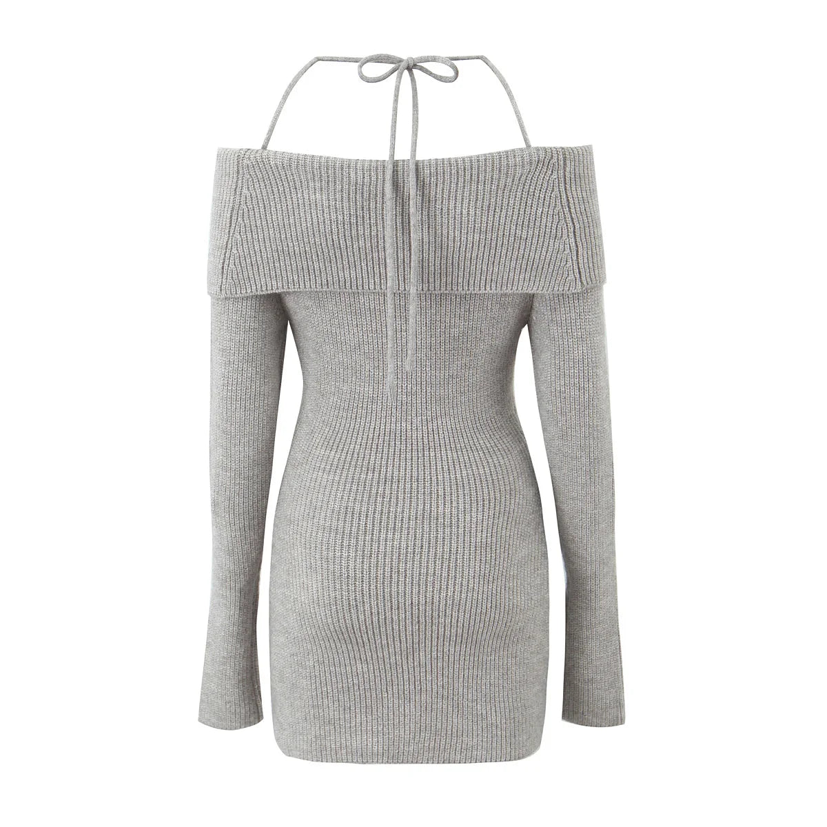 Mini Dresses- Cozy Knit Off-Shoulder Dress for Fall & Winter