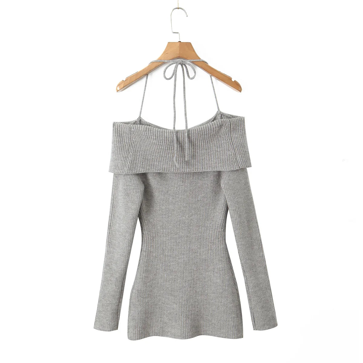 Mini Dresses- Cozy Knit Off-Shoulder Dress for Fall & Winter