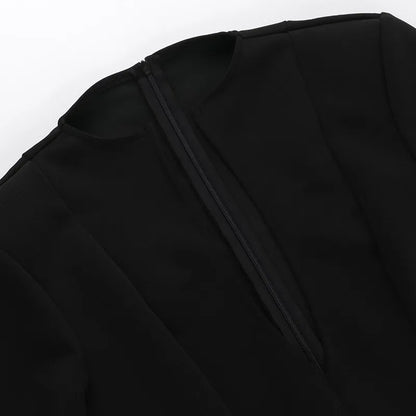 Robe blazer élégante à col en V profond pour les affaires