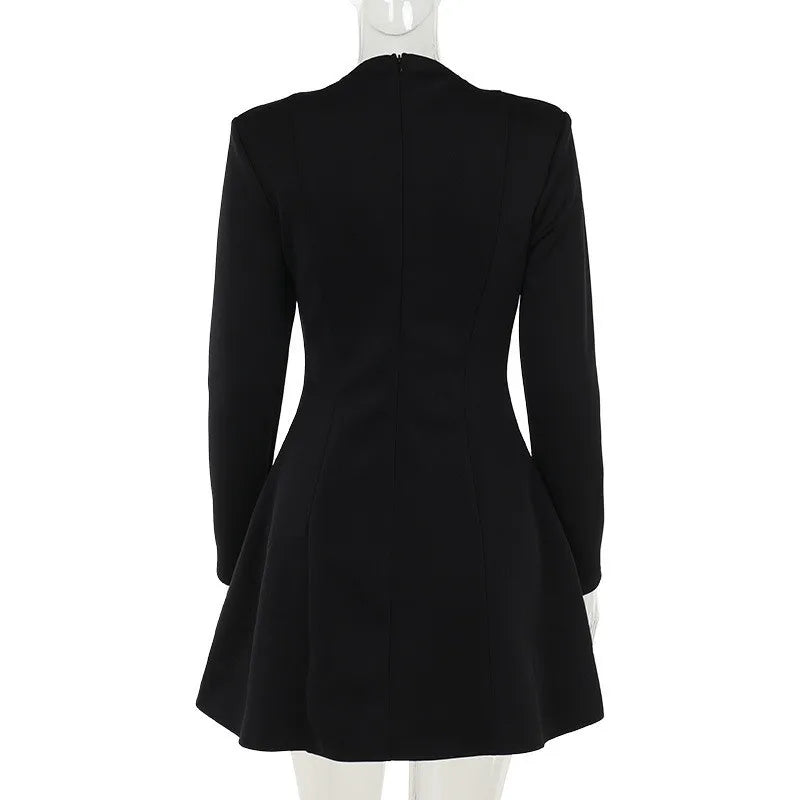 Elegant Deep V-Neck Blazer Dress for Business