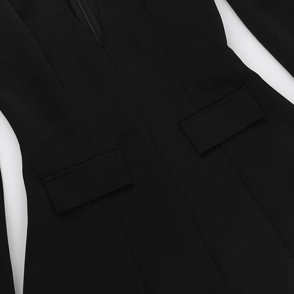 Robe blazer élégante à col en V profond pour les affaires