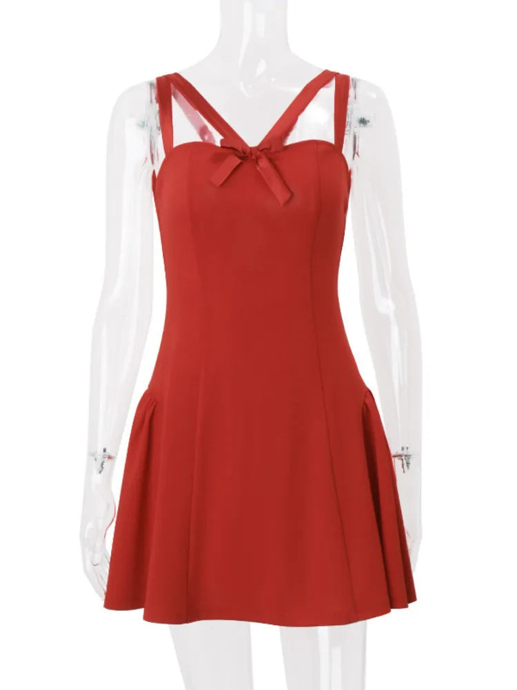 Mini Dresses - Elegant Little Red Drop Waist Dress