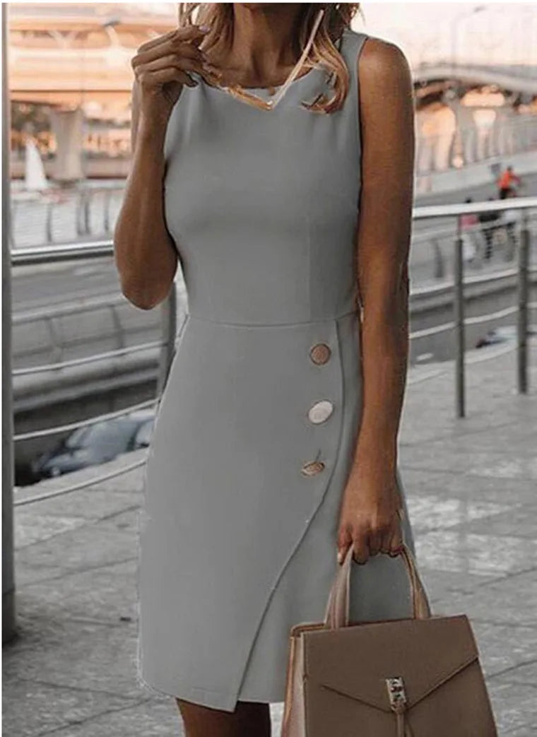 Mini Dresses - Exec Fashion O Neck Sleeveless Short Midi Dress