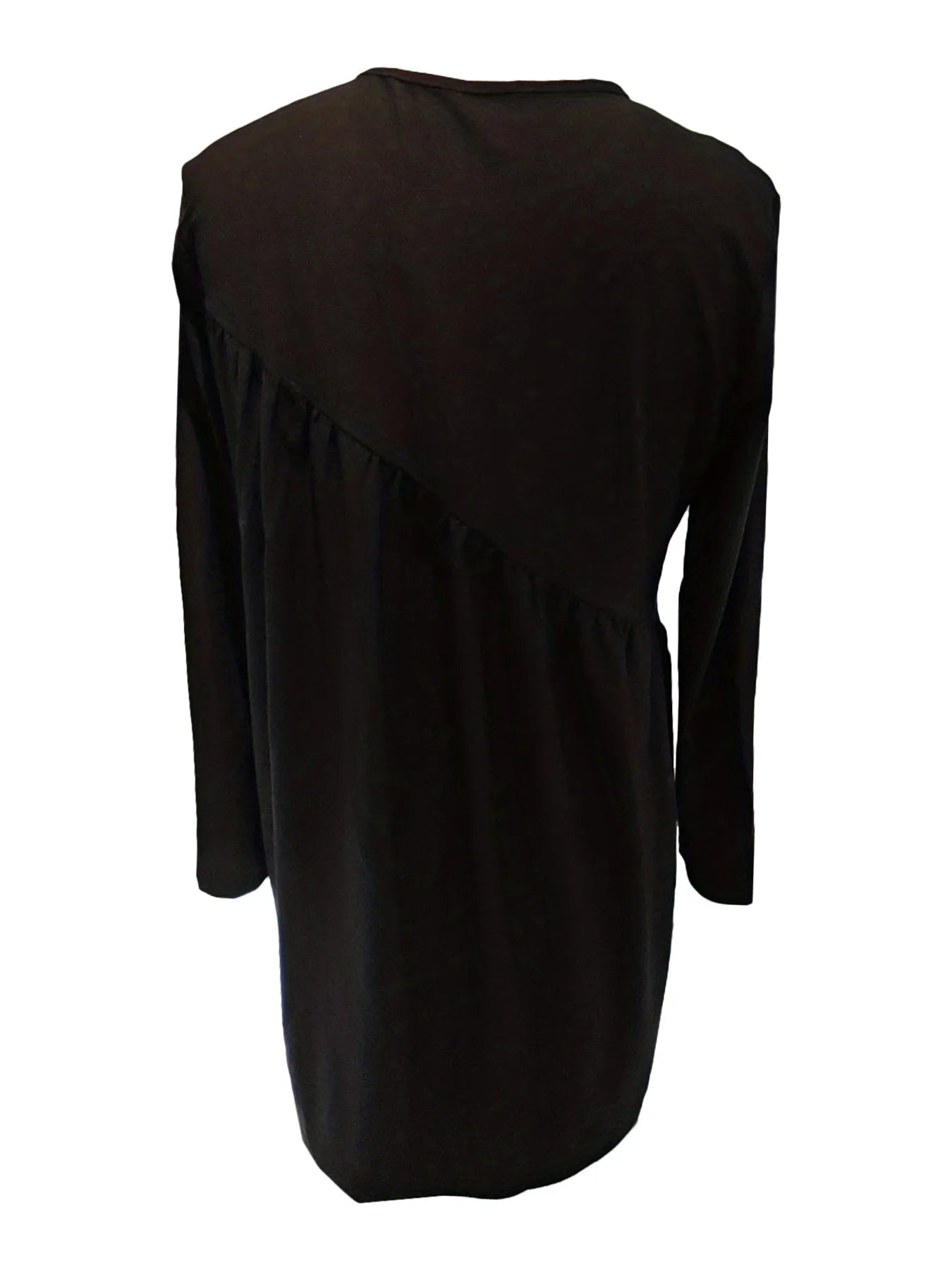 Mini Dresses - Fall Draped Black Mini Dress Long Sleeve