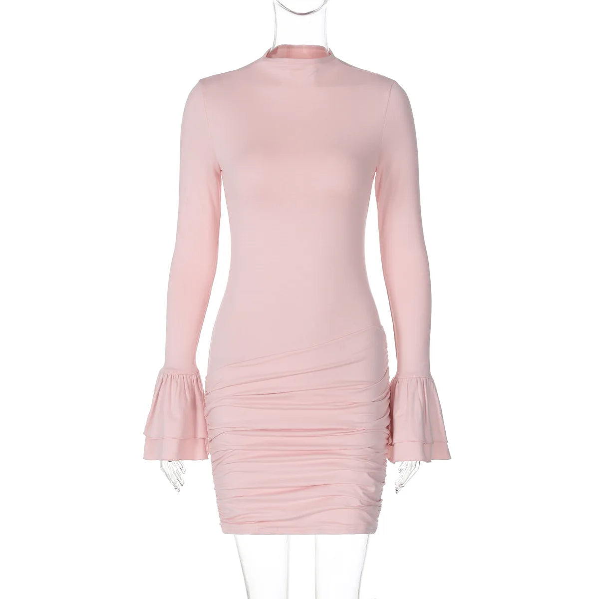 Mini Dresses - Flirty Ruffled Hem Bodycon Dress – Brunch to Evening Style