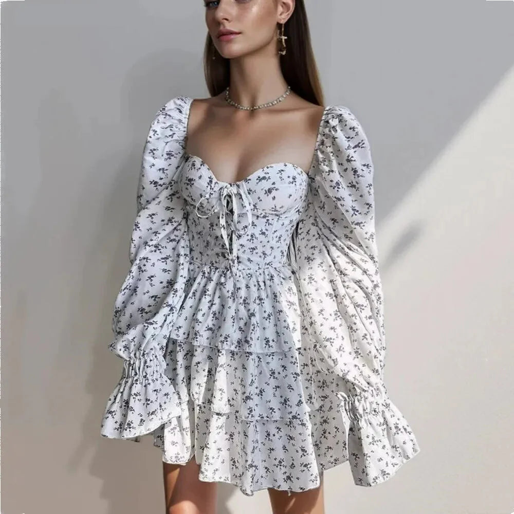 Mini Dresses - Floral Romance Mini Dress – Boho Chic