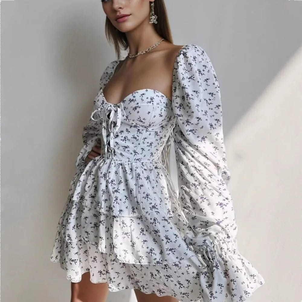 Mini Dresses - Floral Romance Mini Dress – Boho Chic