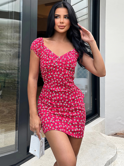 Floral Sweetheart Off-Shoulder Sheath Mini Dress